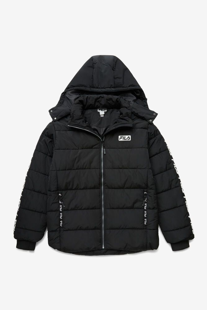 Fila Pace Puffer Black Jacket Mens - NZ 65128-KBQF